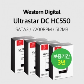 WD 울트라스타 16TB Ultrastar DC HC550 WUH721816ALE6L4 4PACK