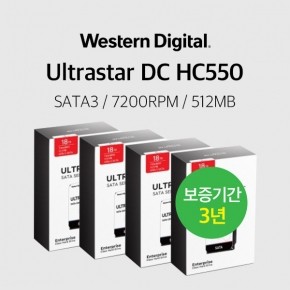 WD 울트라스타 18TB Ultrastar DC HC550 WUH721818ALE6L4 4PACK